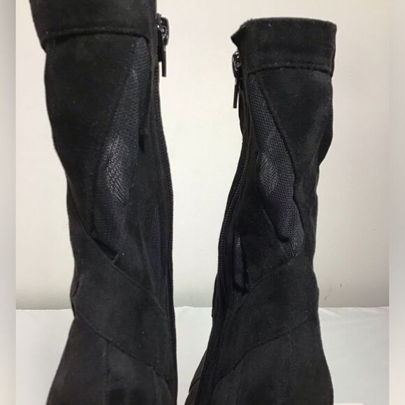 Jeffrey Campbell Black Suede Mesh Stripes Classic Ankle Boots Size 11 - Picture 10 of 13